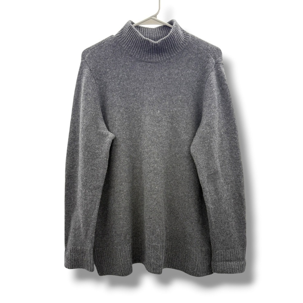 J McLaughlin Sweater Womens XL Gray 100% Cashmere Mock Neck Ribbed Knit Pullover